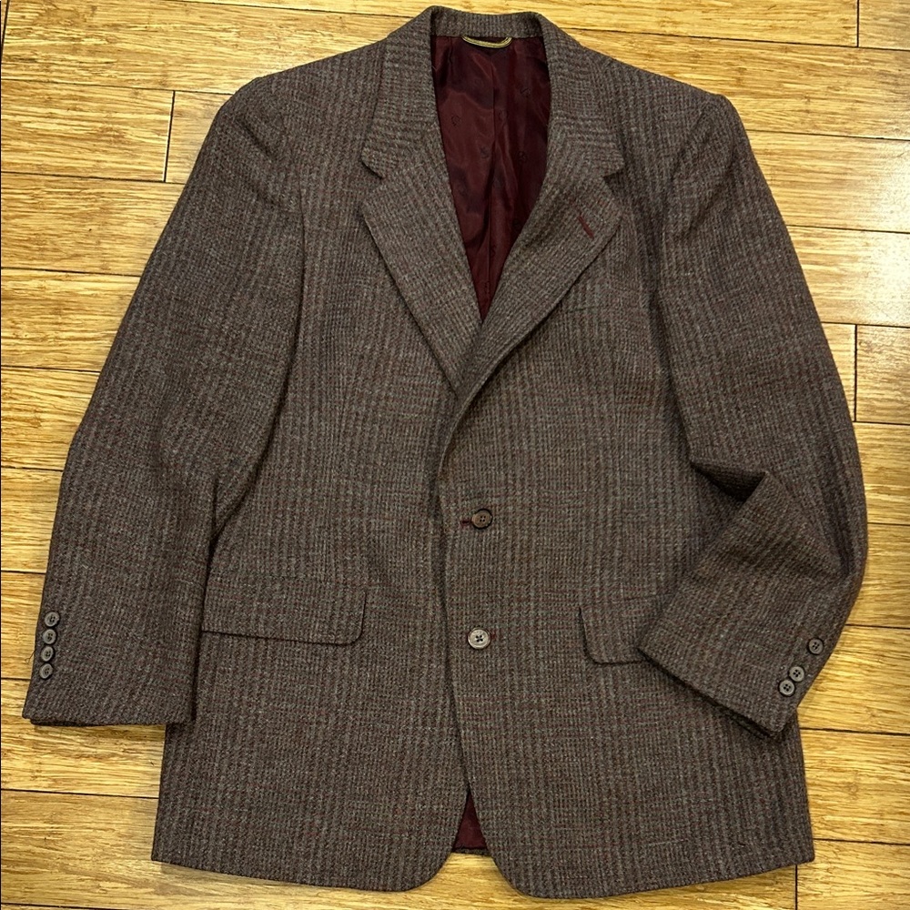 Christian Dior Vintage Men's Purple/Brown Houndstooth Blazer Size 42 Virgin Wool - Picture 5 of 8